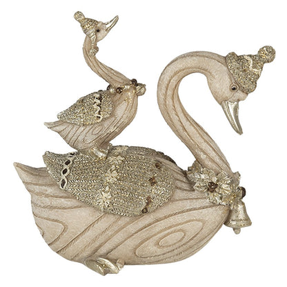 Zwaan beeld 11x6x10 cm beige kunststof