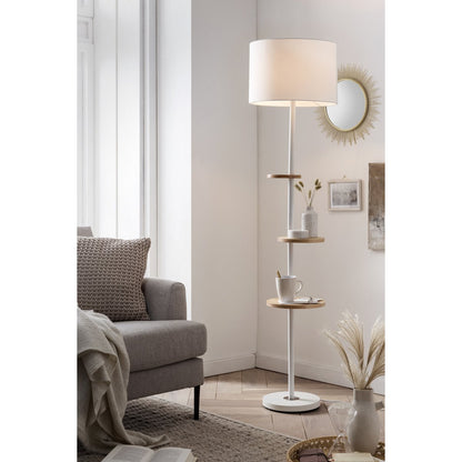 Staande lamp met 3 planken 153 cm wit hout