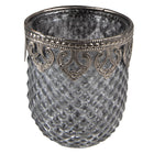 Tealight holder Ø 8x9 cm Grey Glass Tealight holder