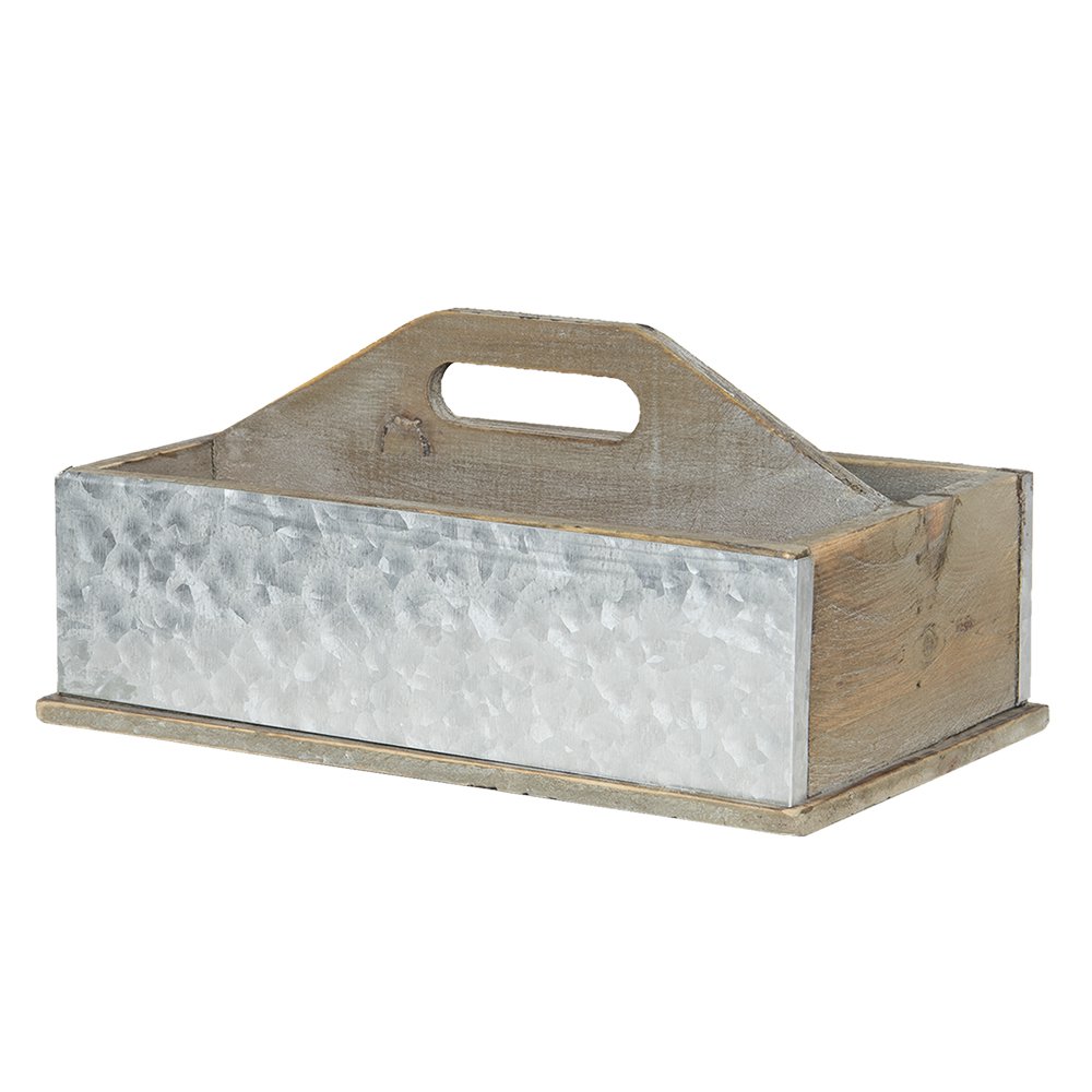 Opbergkist 28x13x18 cm hout metaal