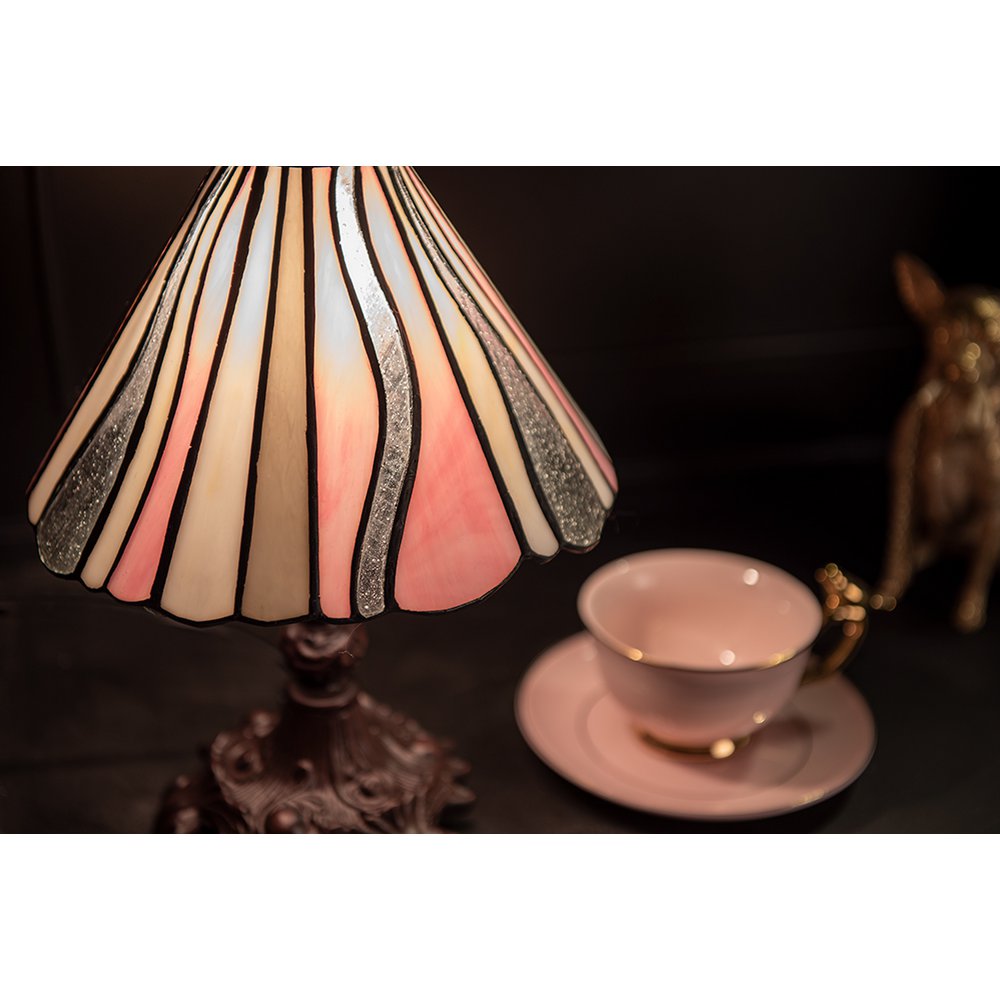 Tiffany Tafellamp Ø 20x34 cm Roze Beige Glas Tiffany Bureaulamp