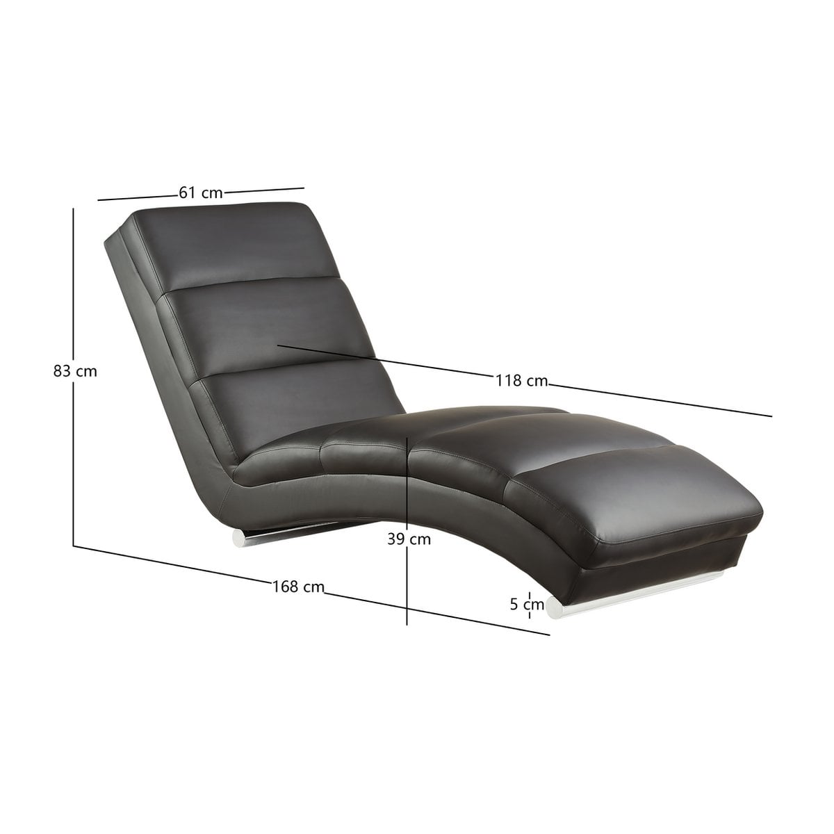Ligbed zwart kunstleer 171x60x81 cm