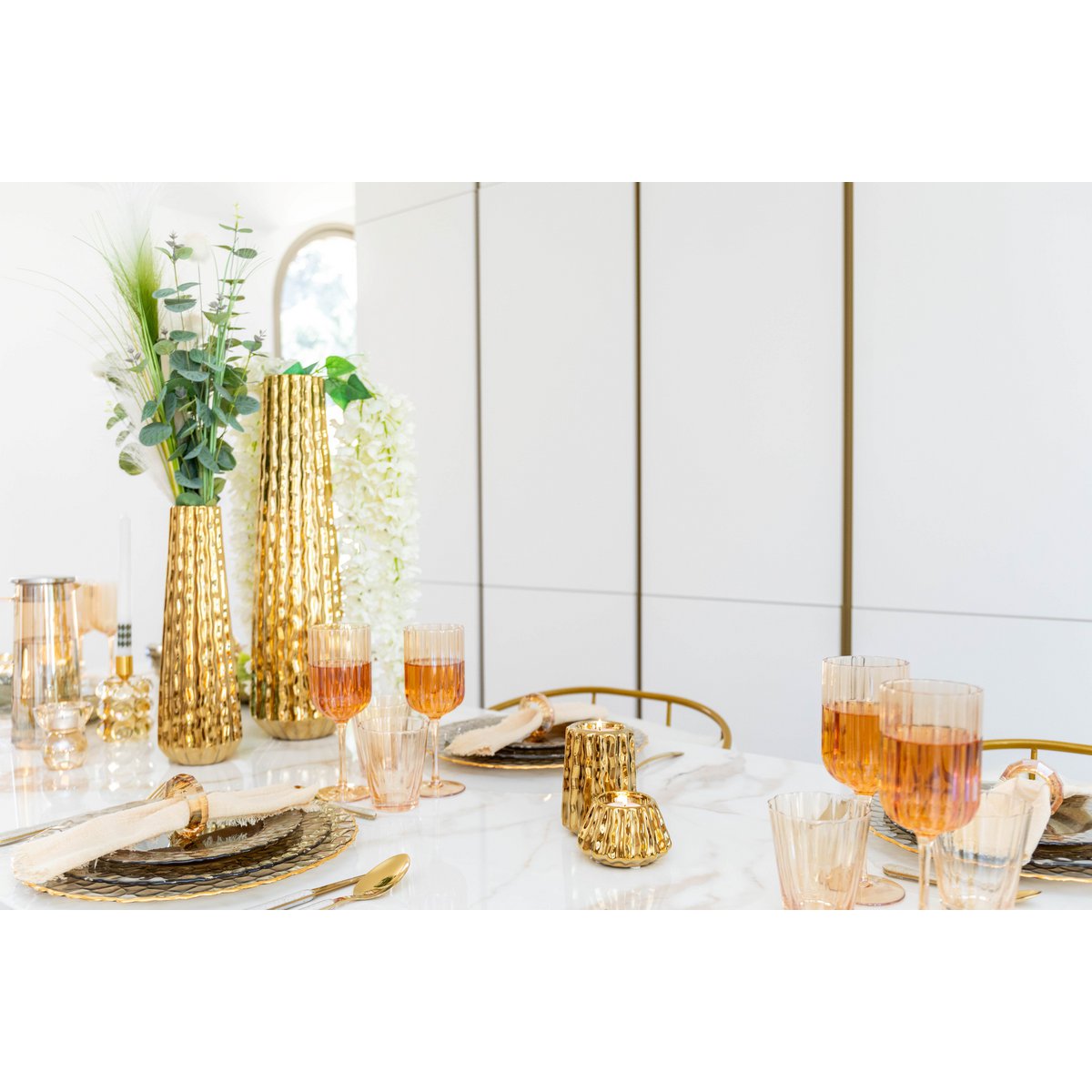 Vaas keramiek goud 15.5x15.5x55.5 cm