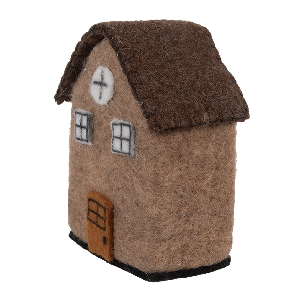 Decoration Figurine House 12x7x14 cm Brown Felt