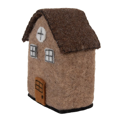 Decoration Figurine House 12x7x14 cm Brown Felt