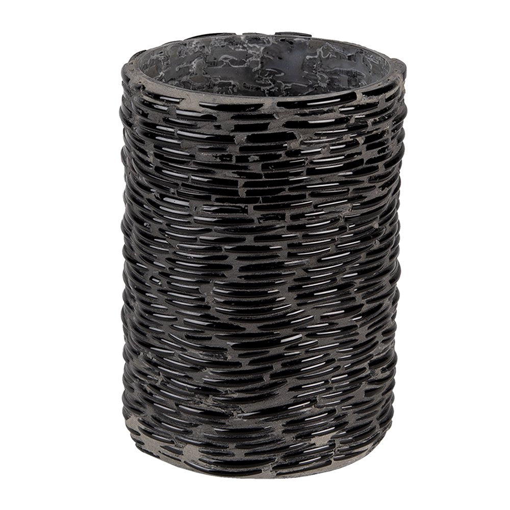 Tealight holder Ø 10x15 cm Black Glass Tealight holder
