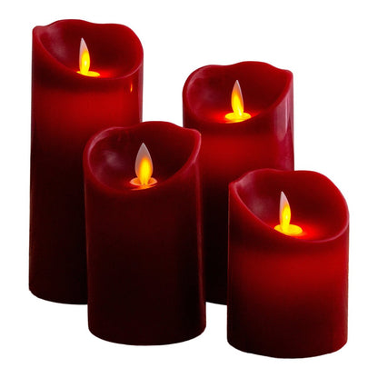 4 Set Led kaarsen Kaarsen Kerstdecoraties gemaakt van plastic in rood met stevig geïnstalleerde LED's