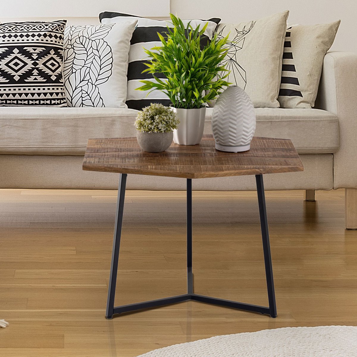 Zije Salontafel 56 X 48 Cm Metalen Frame Zwart Duurzaam