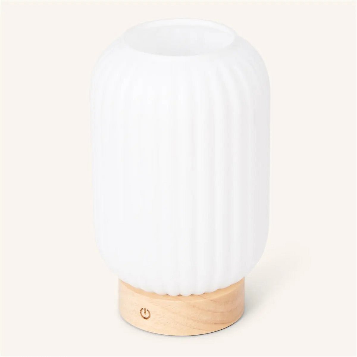 Tafellamp Lilly matglas houten voet dimbaar 3 lichtmodi