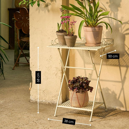 Buitentafel inklapbaar 50x38x68 cm ijzer gebroken wit