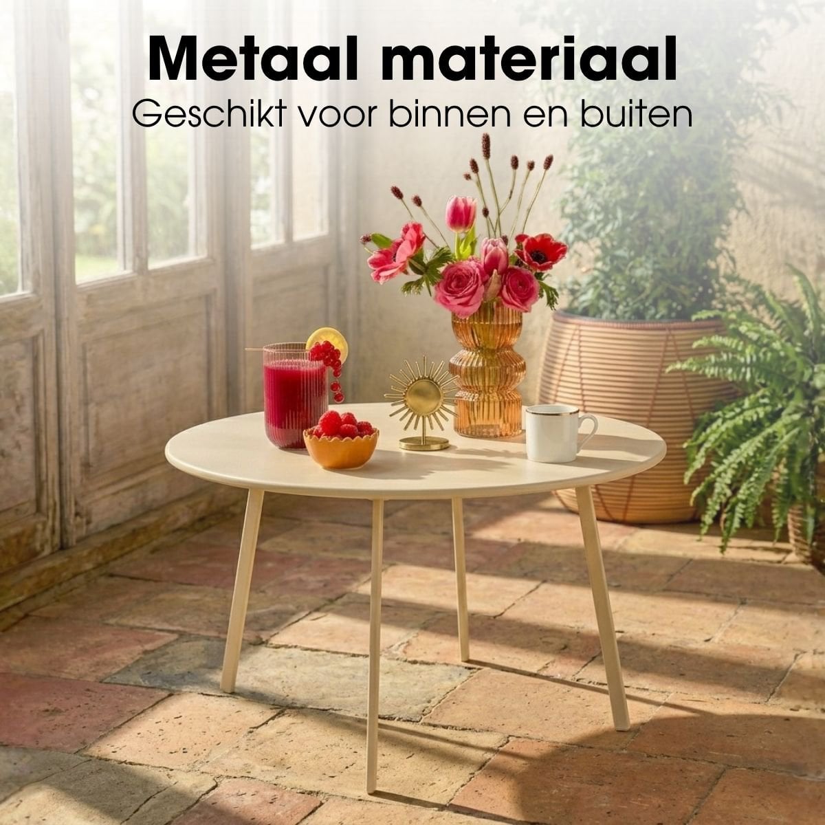 Bijzettafel metaal 60.5x38 cm crème