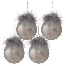 Christmas Bauble Set of 4 Ø 8 cm Silver White Glass Christmas Tree Decoration