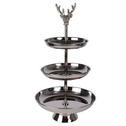 Etagère 3 laags Ø 26x48 cm aluminium zilverkleurig