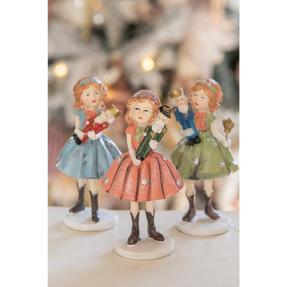 Kerstbeeld kind 12 cm rood polyresin