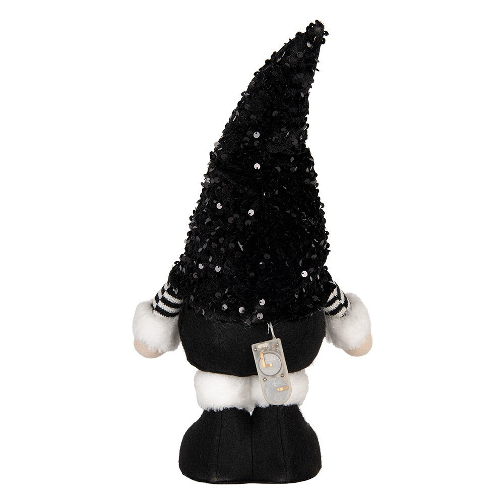 Kerstdecoratie kabouter 10x15x38 cm zwart synthetisch LED
