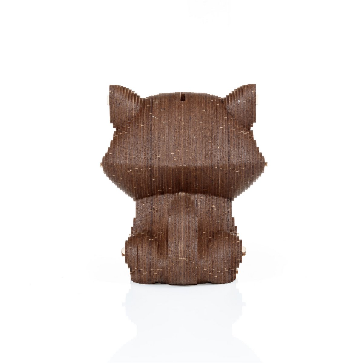 Houten bouwset spaarpot kat 13,6x12,7x14,1 cm