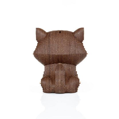 Houten bouwset spaarpot kat 13,6x12,7x14,1 cm
