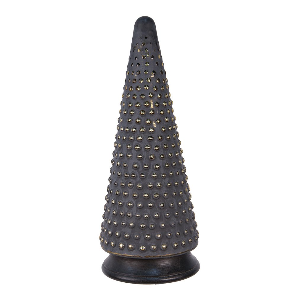 Kerstboom decoratie Ø 17x42 cm glas hout grijs goud