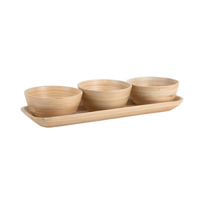 Snackset bamboe 36x12x6 cm beige