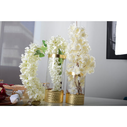 Vaas glas goud transparant H30cm