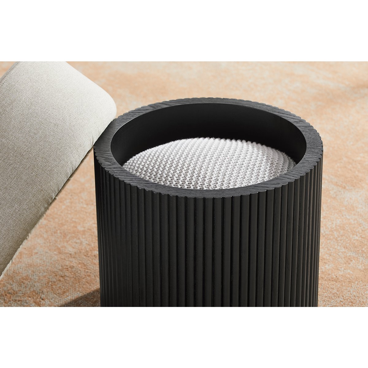 Pouf met opslagruimte Ø 50 cm zwart grijs