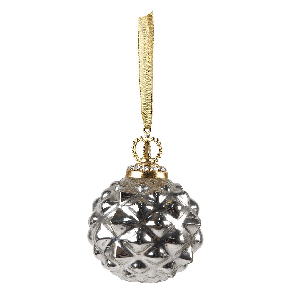 Christmas bauble Ø 8 cm Silver-coloured Glass Christmas decoration