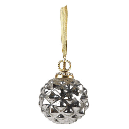 Christmas bauble Ø 8 cm Silver-coloured Glass Christmas decoration