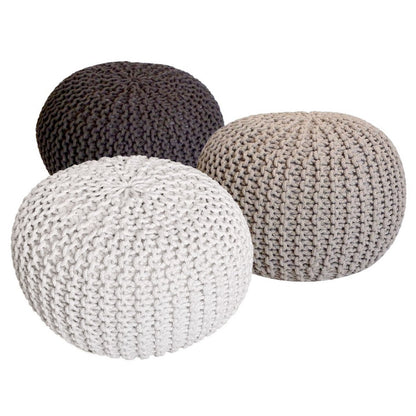 Pouf set 3 stuks Ø 55 cm gerecycled katoen