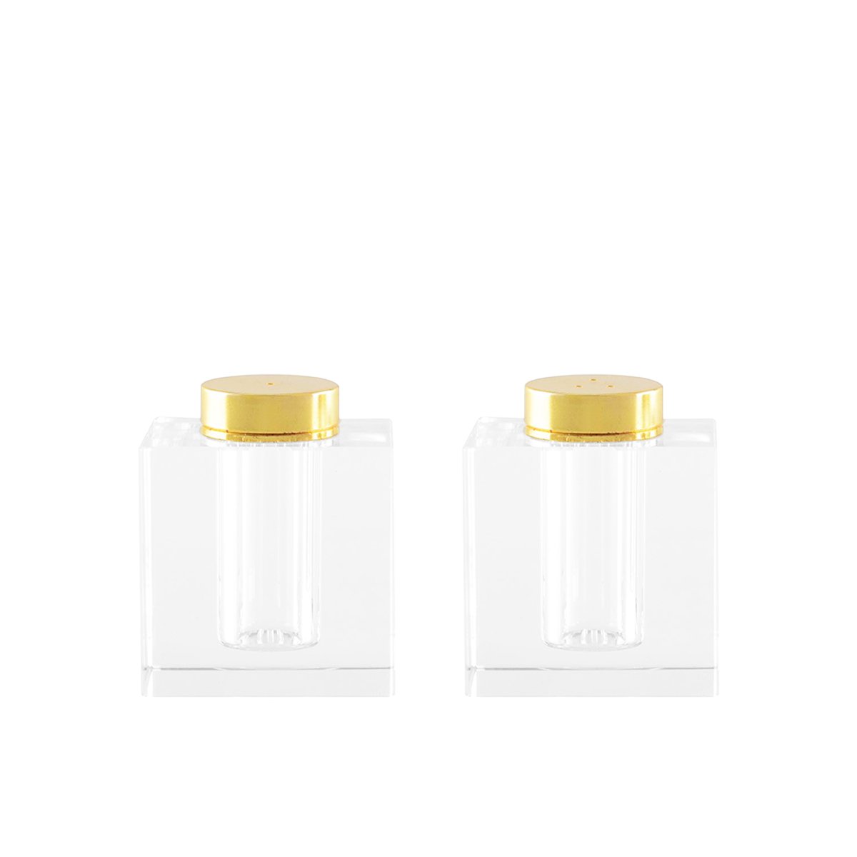 Zout en peper set goud glas 5x5x3,5 cm