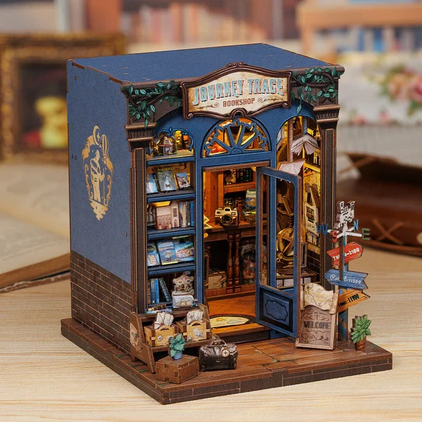 3D DIY huisje boekwinkel 15,5x16x18 cm hout