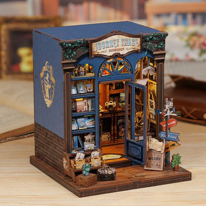 3D DIY huisje boekwinkel 15,5x16x18 cm hout