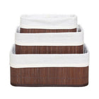 Opbergmanden bamboe set van 3 bruin wit