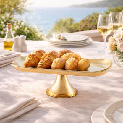 Gold cake stand on foot small model 27.5x14.5x10cm