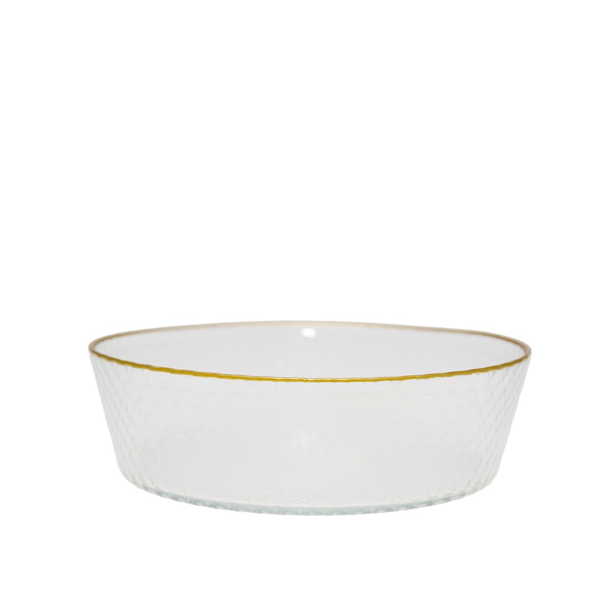 Glazen schaal 30x30x5 cm transparant goud