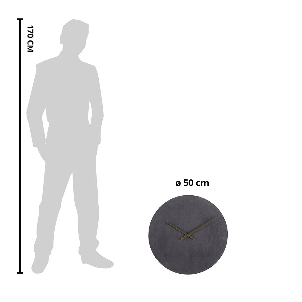 Wandklok grijs ijzer 50 cm