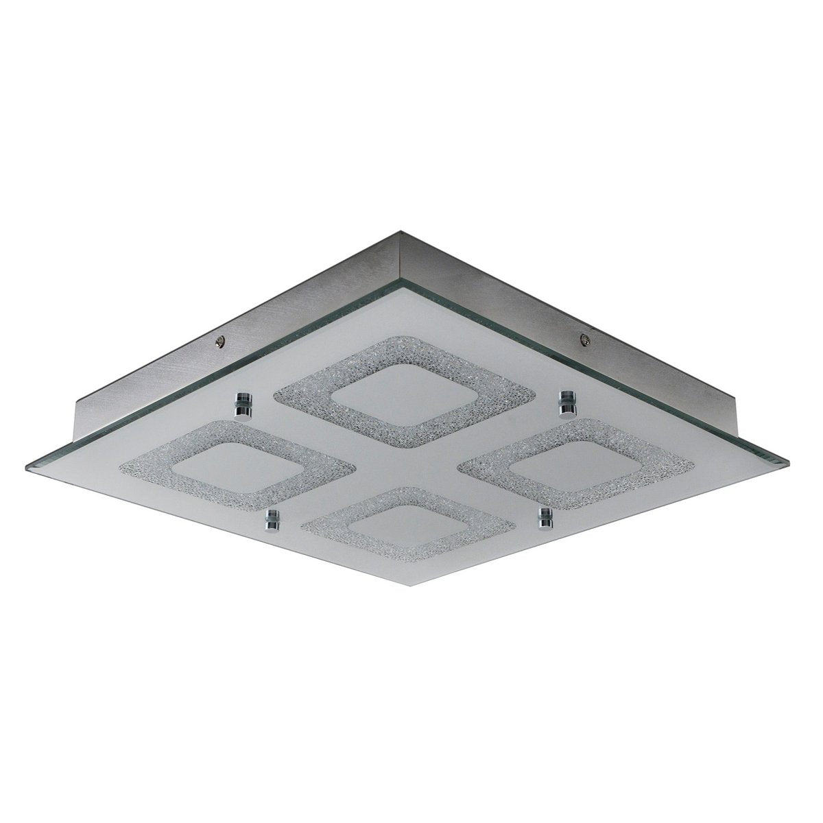 Led plafondlamp 36x36 cm spiegel blauw
