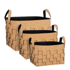 Opbergmand set van 3 kurk vilt bruin 40x30x30 cm