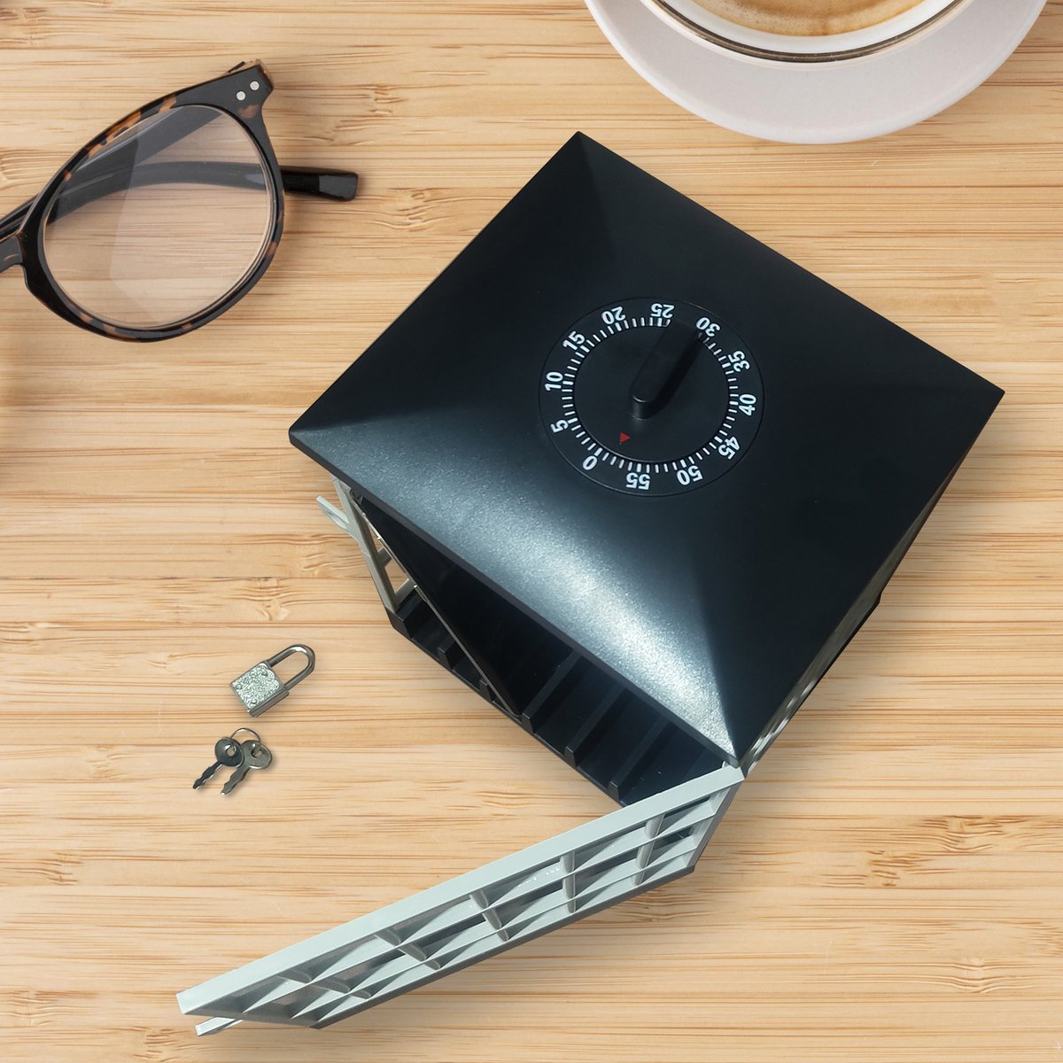 Telefoongevangenis met timer en sleutel