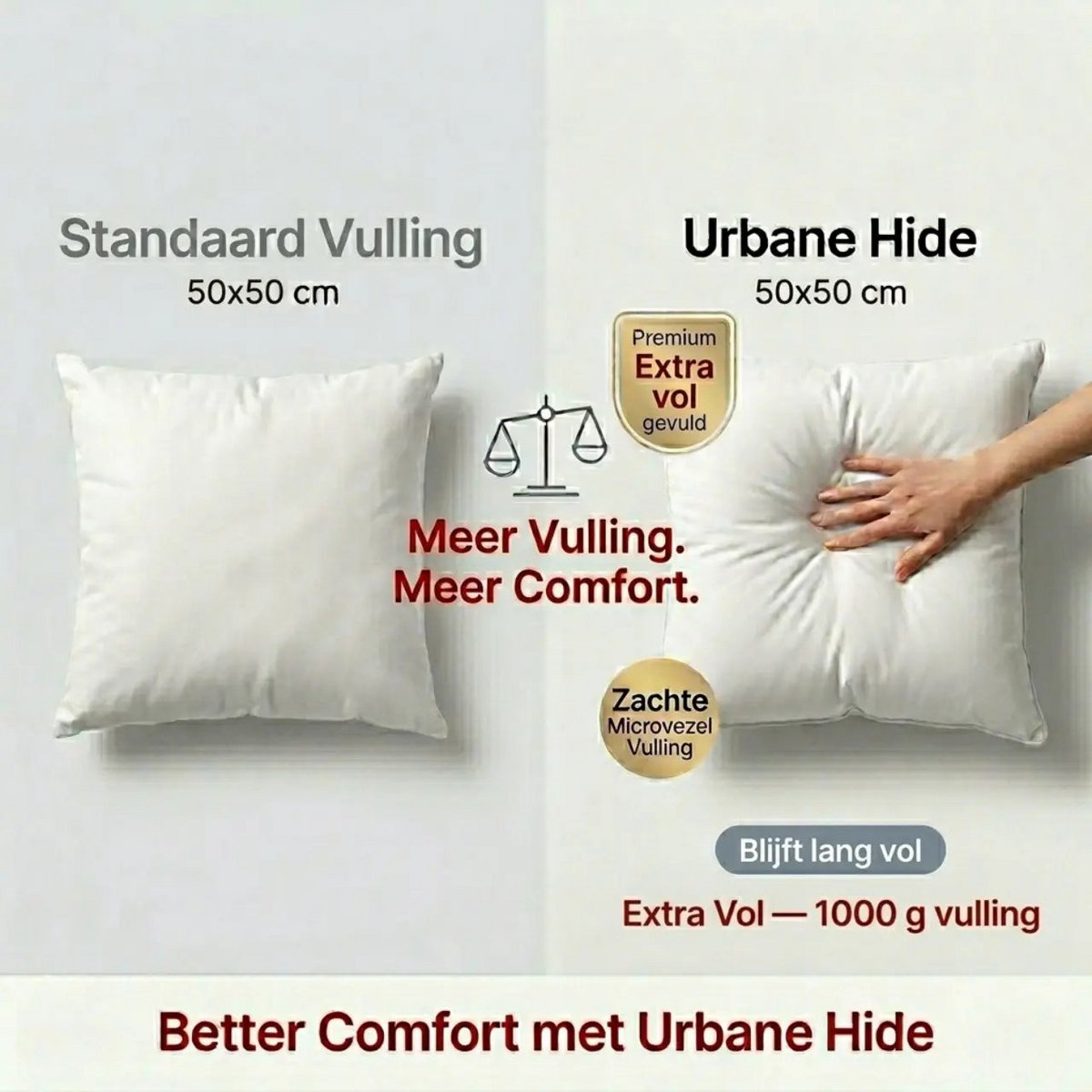 Cushion Insert / Inner Cushion – 50x50cm – Microfiber 1000g – 100% Polyester – Urbane Hide