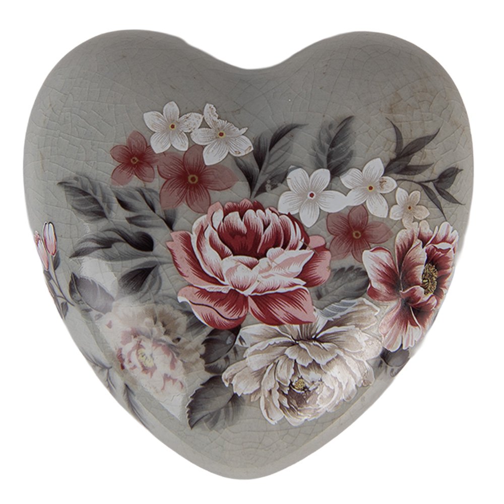 Decoratie hart 8x8x4 cm grijs