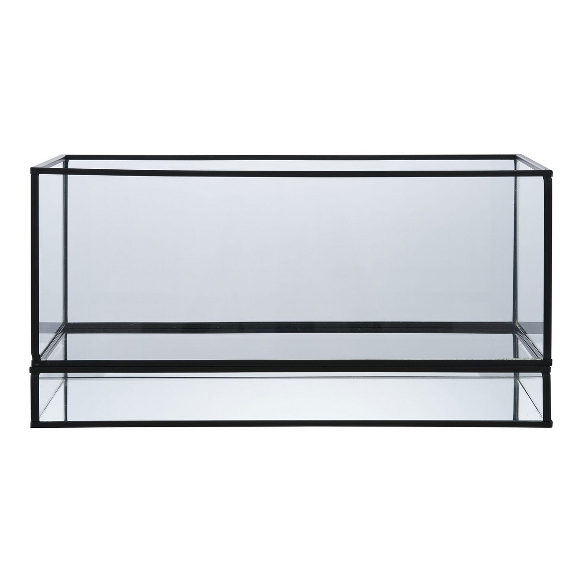 Kaarsenhouder 30x12x15 cm zwart glas metaal