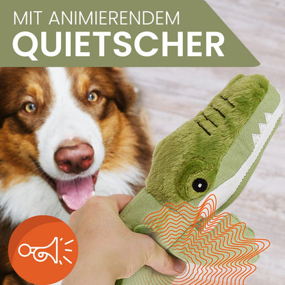 Hondenspeelgoed krokodil met pieper groen 6x36 cm