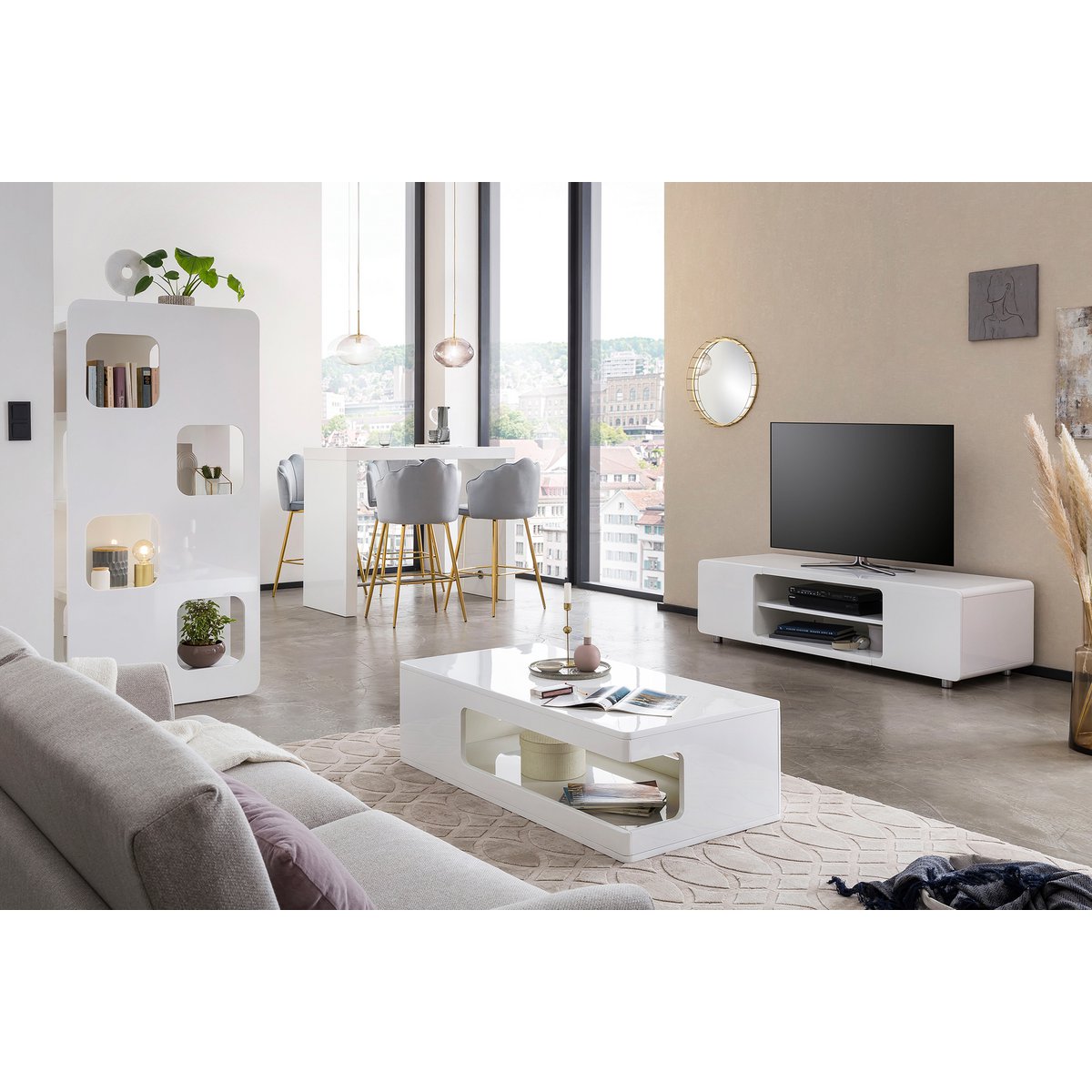 Salontafel 120x60x35 cm hoogglans wit MDF