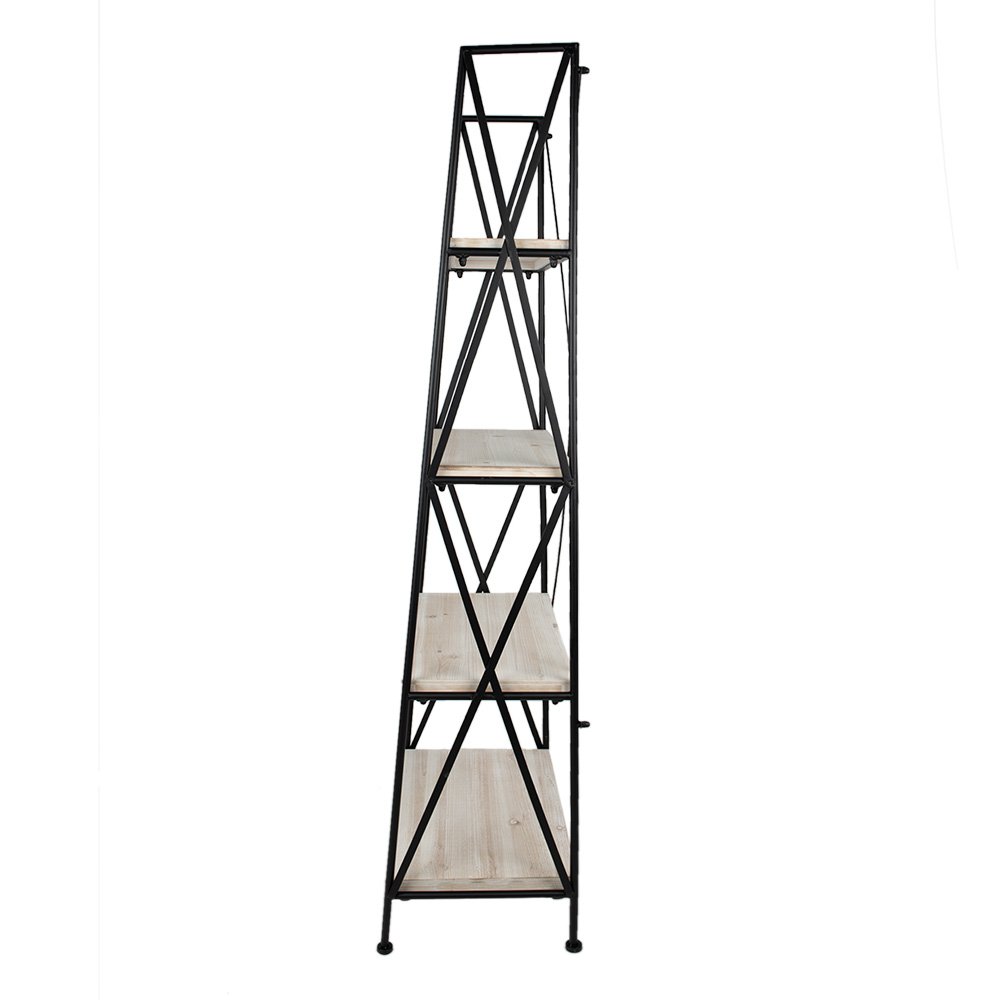 Stellingkast Zwart Bruin, Hout en IJzer 60x41x181 cm