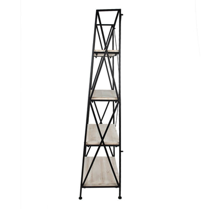 Stellingkast Zwart Bruin, Hout en IJzer 60x41x181 cm
