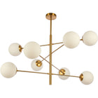 Hanglamp Nepal 8 witte glazen kelken messing