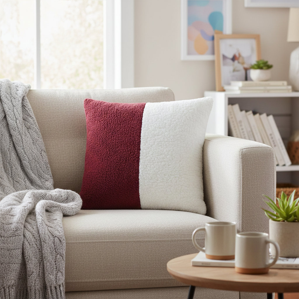 Red & White Plush – Cushion Cover – Christmas 45×45 cm – Urbane Hide