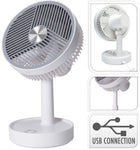Tafelventilator oplaadbaar USB wit 13x13x22 cm
