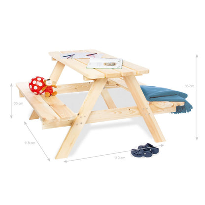 Kinderpicknickbank massief naaldhout 118x120x65 cm