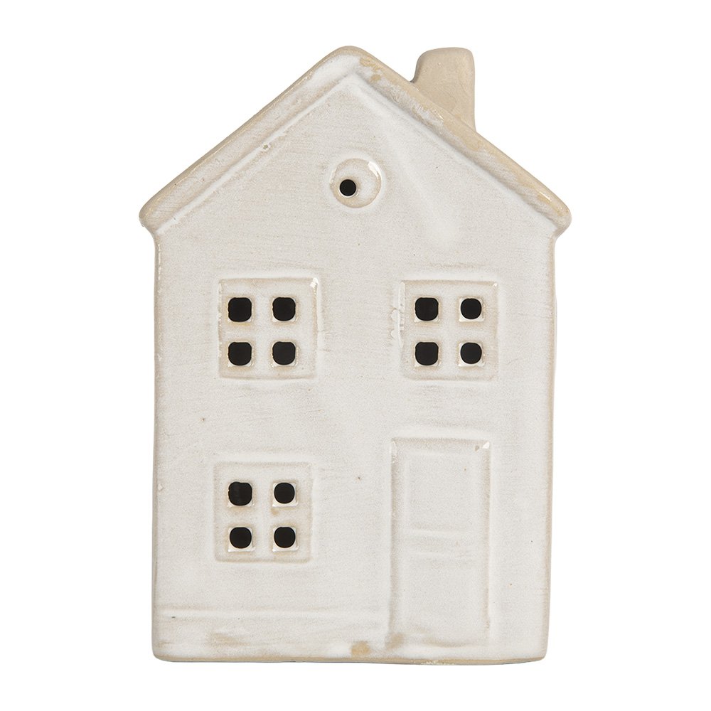 Decoration House with LED 8x5x12 cm Beige Ceramic